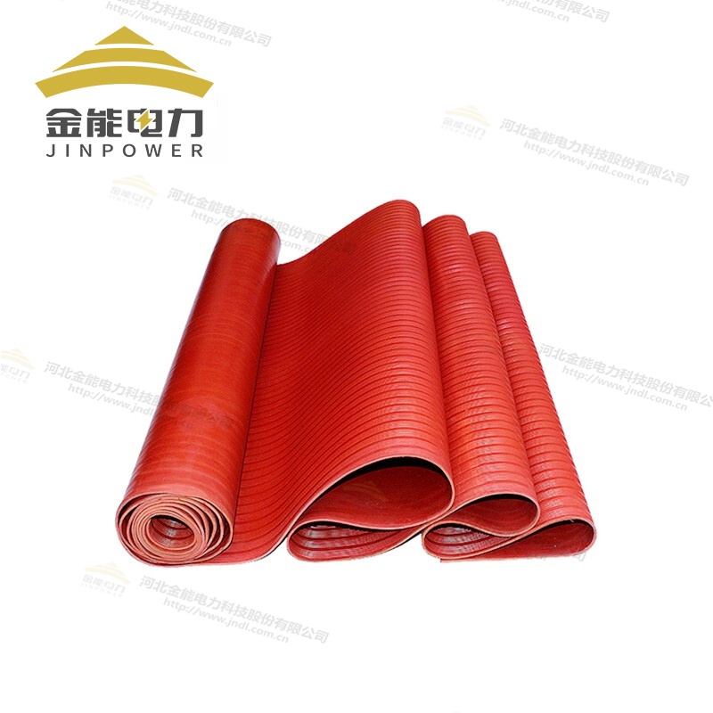 3-10mm红色常规条纹防滑绝缘胶垫（5-30kV）