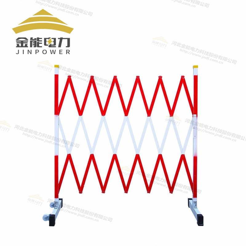 玻璃钢伸缩片状围栏 红白相间带成向轮