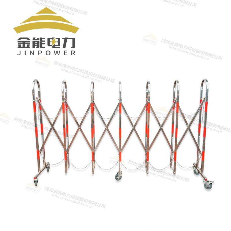 不锈钢拱形伸缩围栏红白相间 带轮子1.1-1.5米